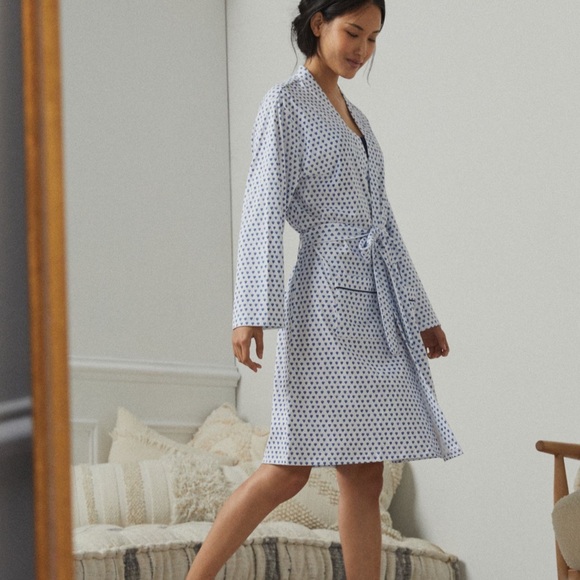 Roller Rabbit Blue Hearts Linen Robe - Picture 1 of 5